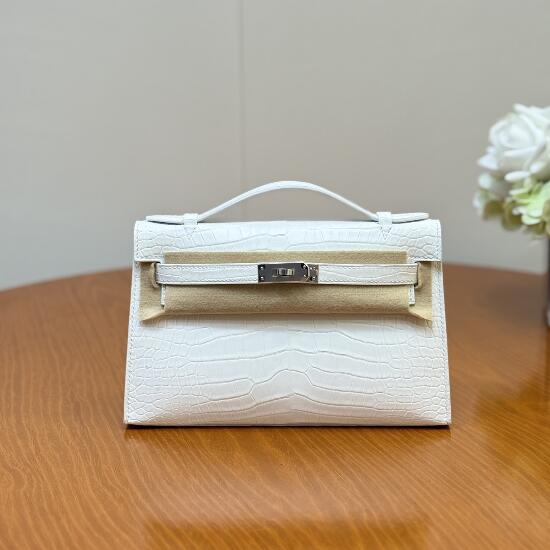 【エルメス HERMES】ケリーダンス ベトン  クロコダイル アリゲーター  シルバー金具(100％手縫い)